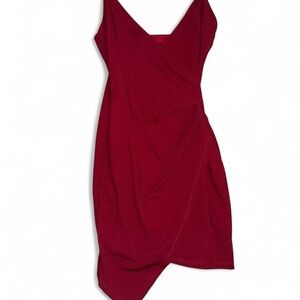 Maroon asymmetrical bodycon mini dress - size XS